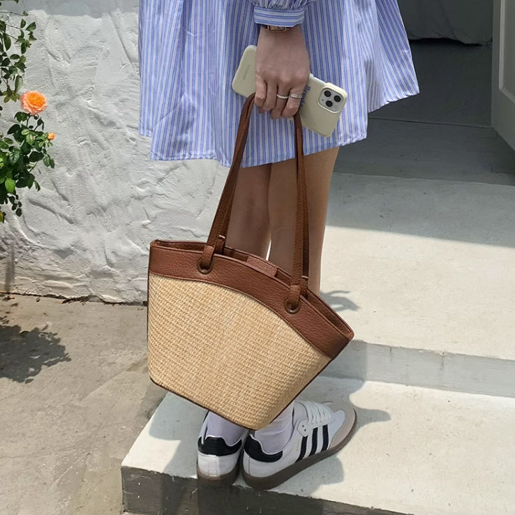 4color straw basket bag