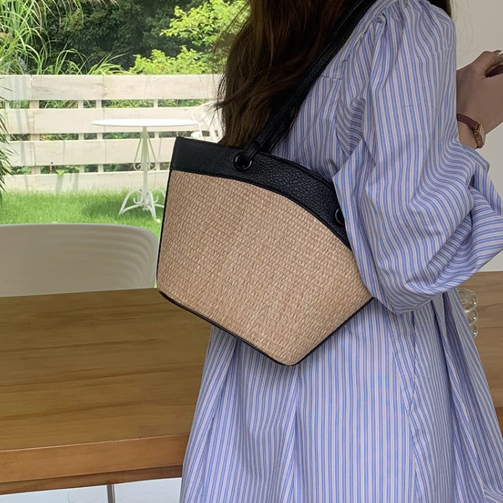 4color straw basket bag