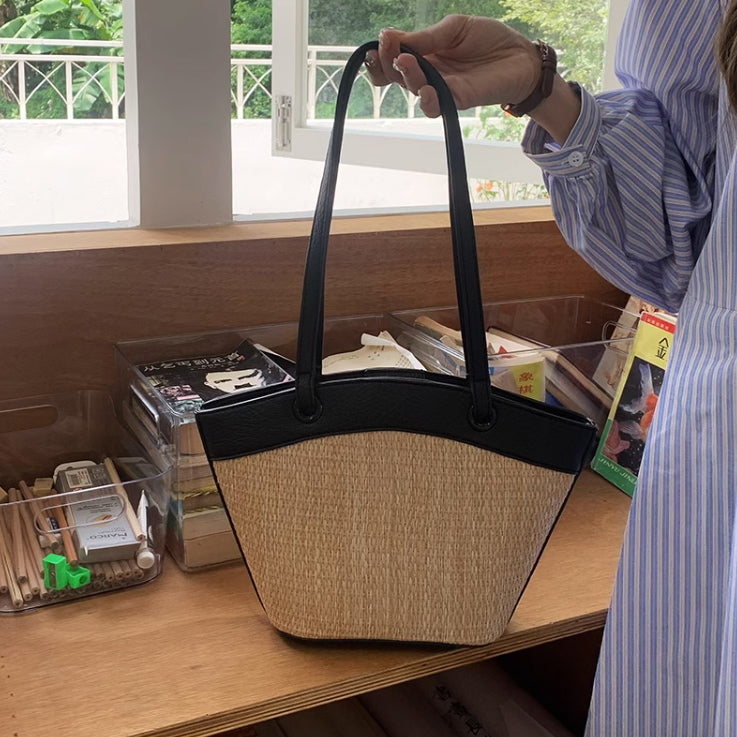 4color straw basket bag