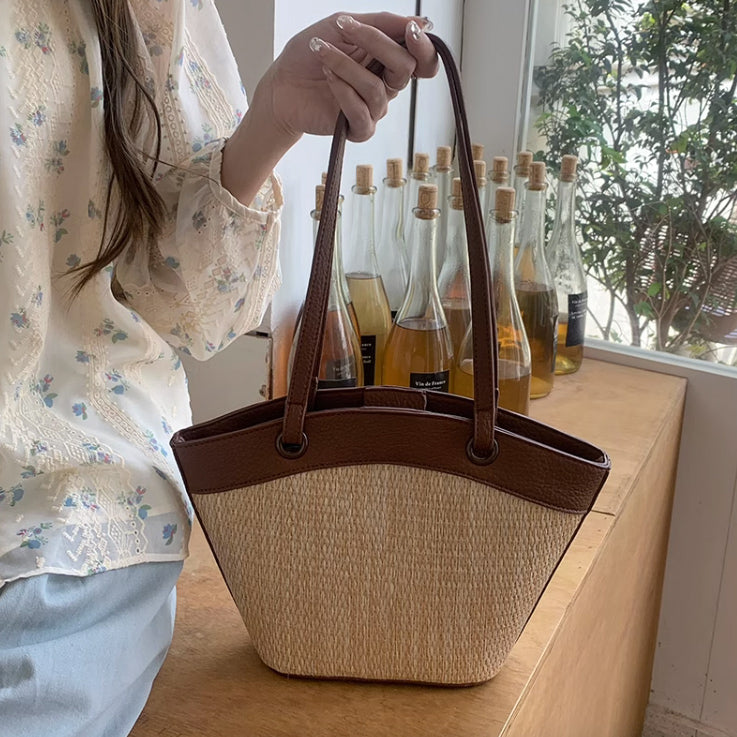 4color straw basket bag