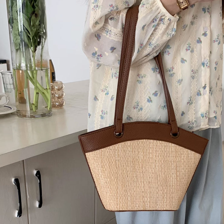 4color straw basket bag