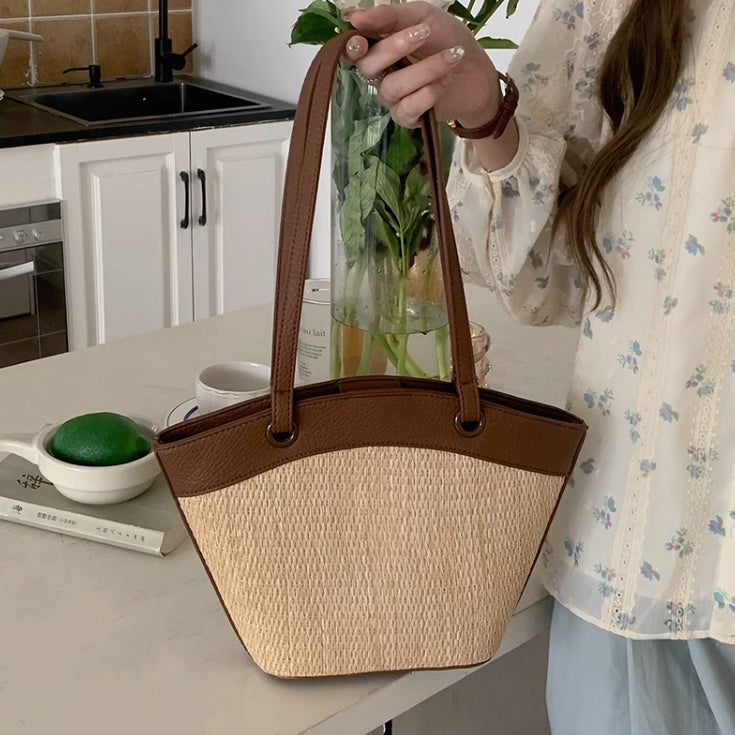 4color straw basket bag