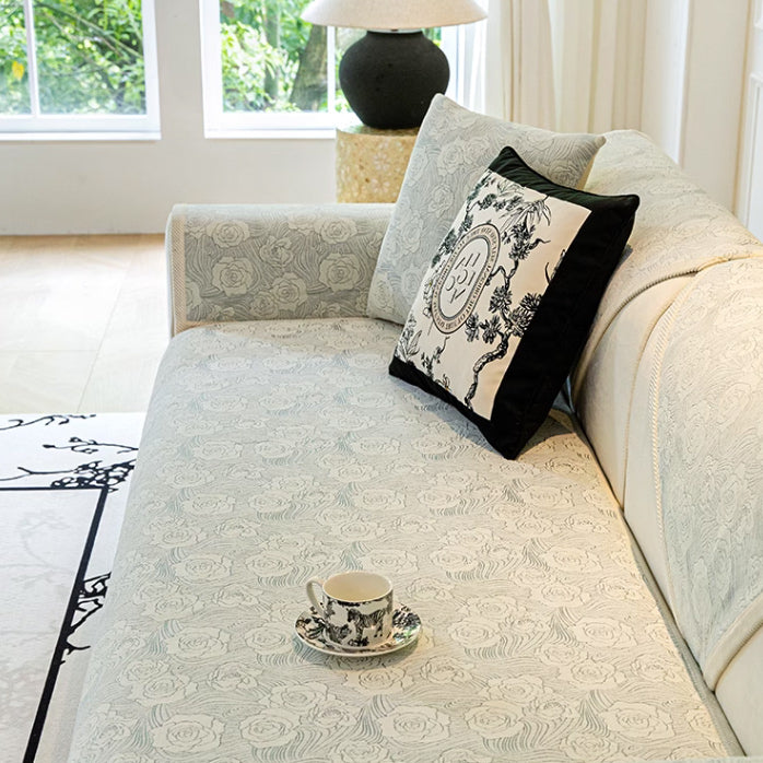 4color jacquard rose sofa cover