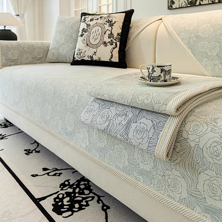 4color jacquard rose sofa cover