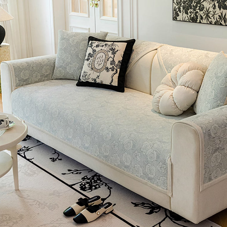 4color jacquard rose sofa cover