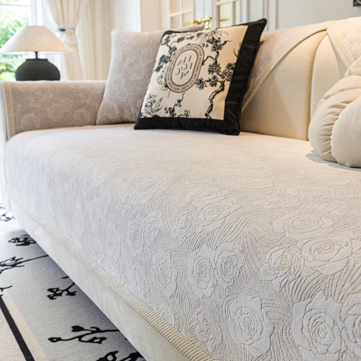 4color jacquard rose sofa cover