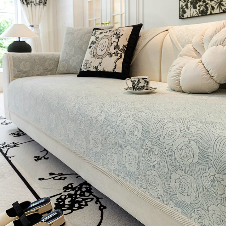4color jacquard rose sofa cover