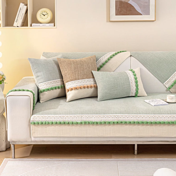 4color pom pom tweed sofa cover