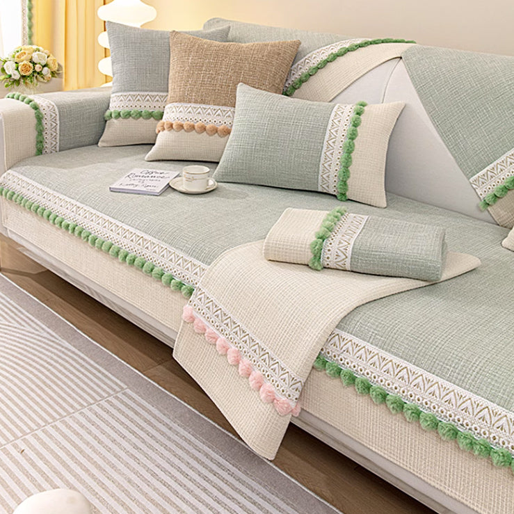 4color pom pom tweed sofa cover