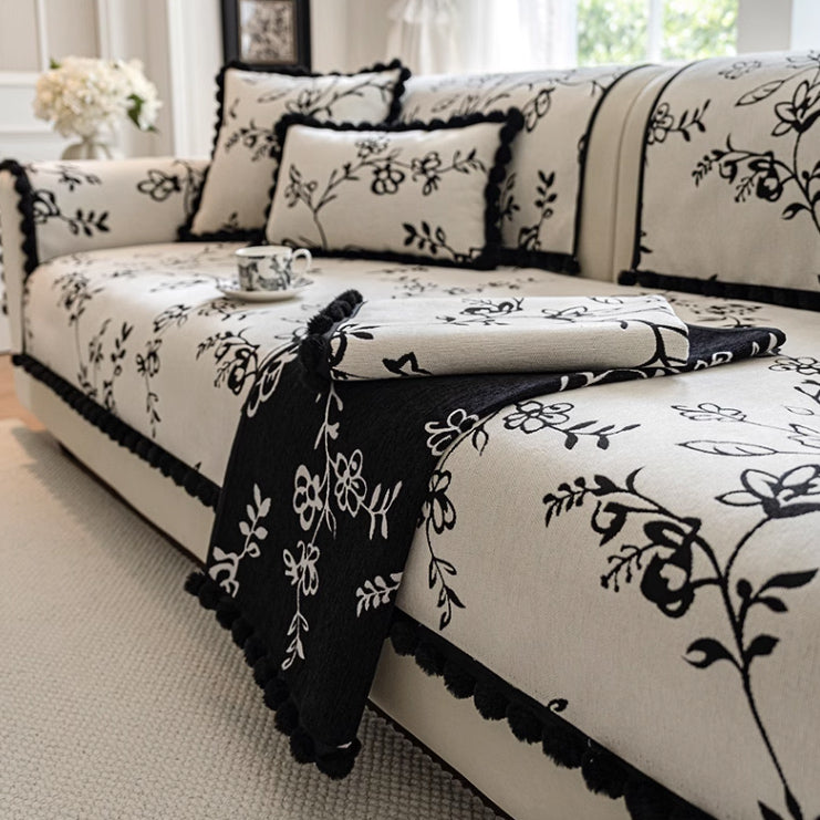 2color monotone flower sofa cover