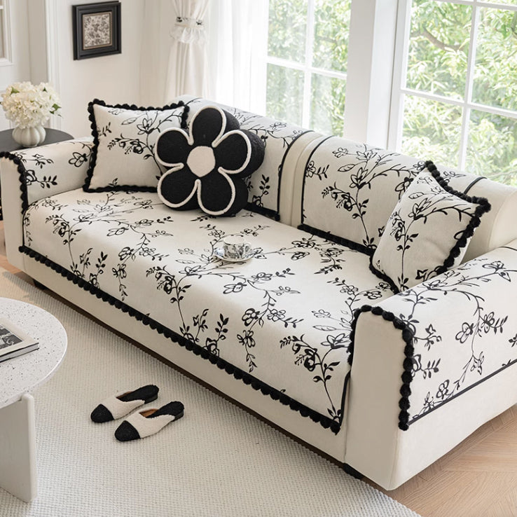 2color monotone flower cushion cover