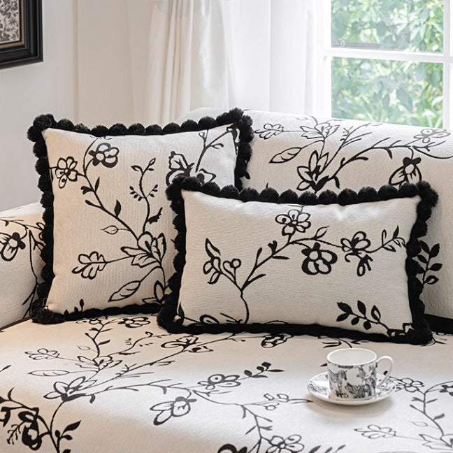 2color monotone flower cushion cover