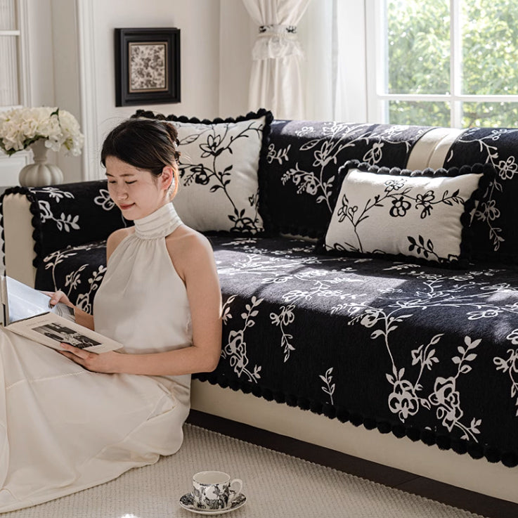 2color monotone flower cushion cover