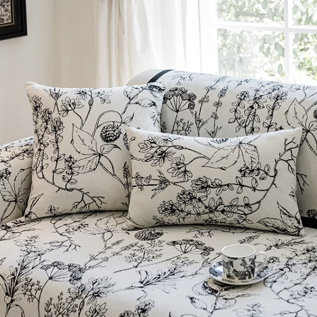 3color jacquard botanical cushion cover