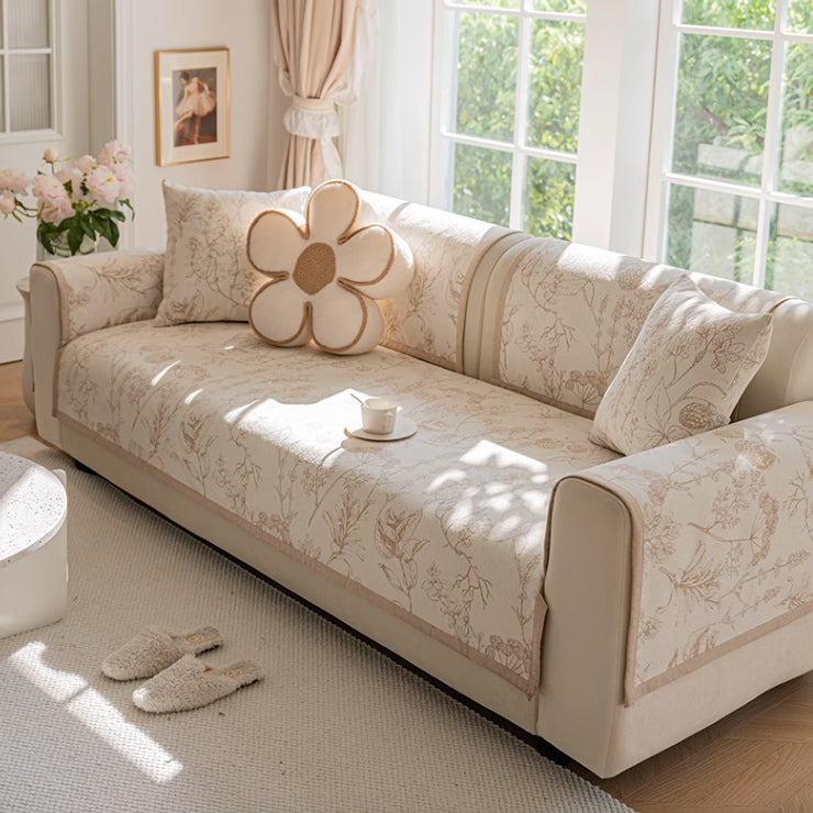 3color jacquard botanical sofa cover