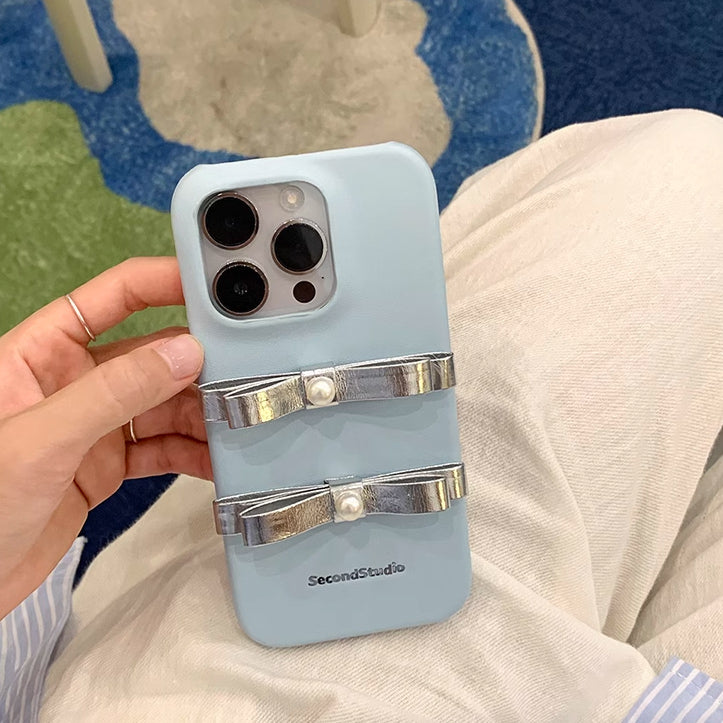 silver double ribbon iPhone case