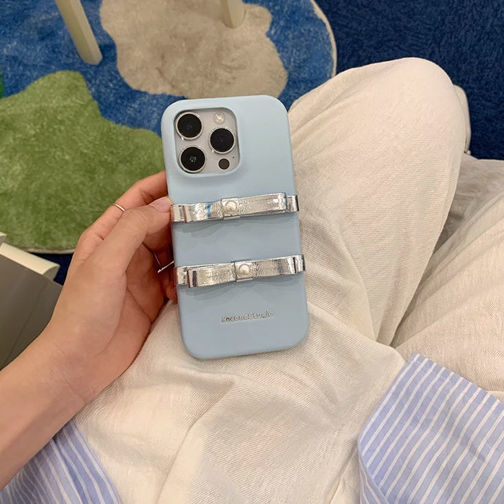 silver double ribbon iPhone case