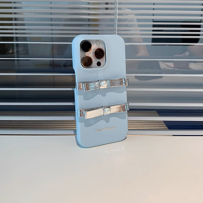 silver double ribbon iPhone case