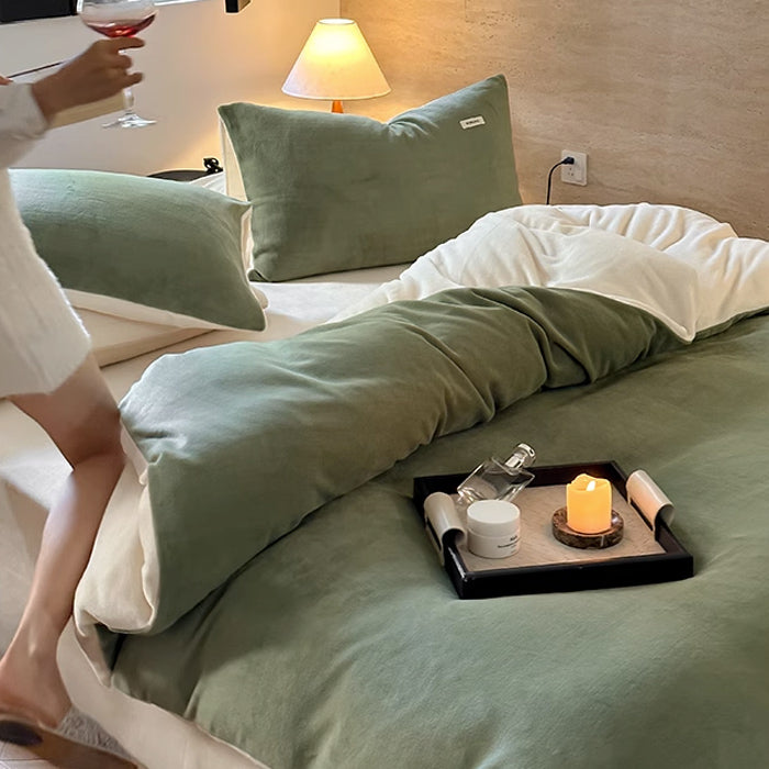 12color two tone velvet quilt cover & pillow sheets