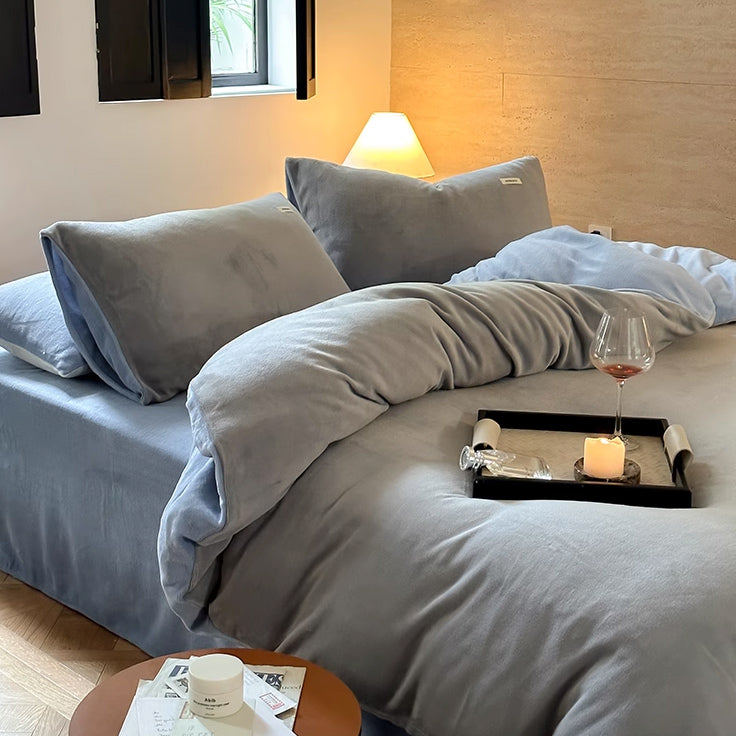 12color two tone velvet quilt cover & pillow sheets