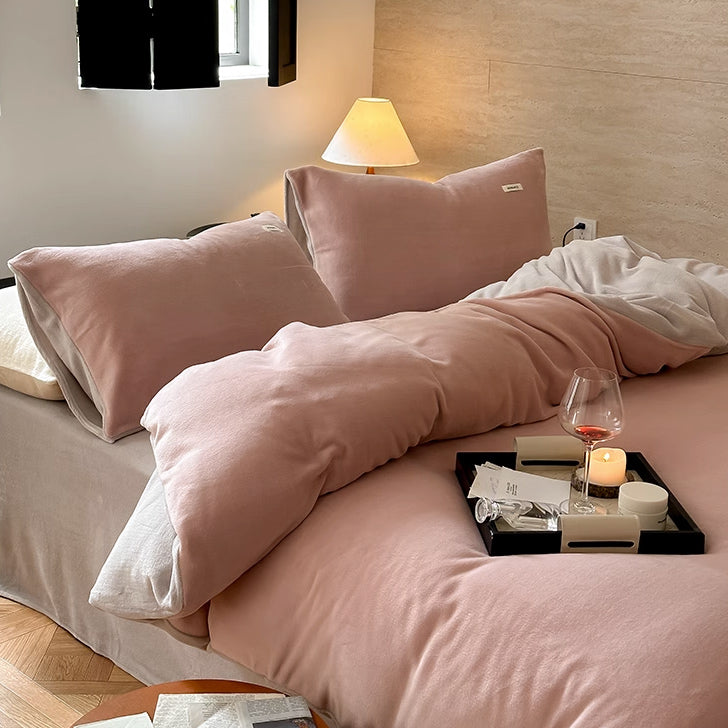 12color two tone velvet quilt cover & pillow sheets