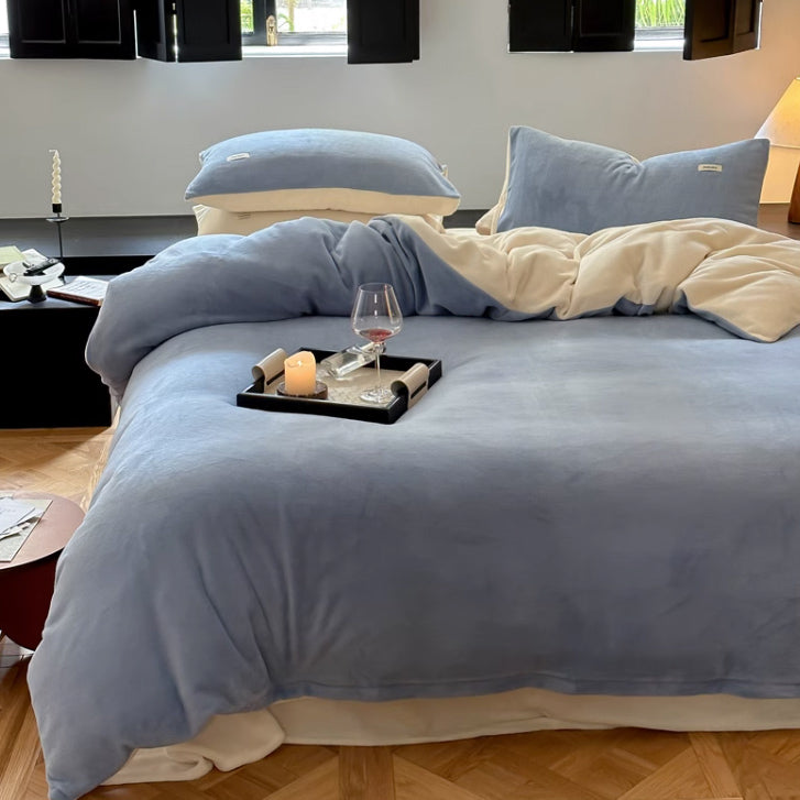 12color two tone velvet quilt cover & pillow sheets