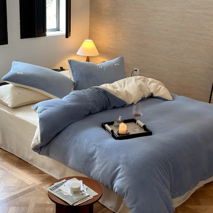 12color two tone velvet quilt cover & pillow sheets