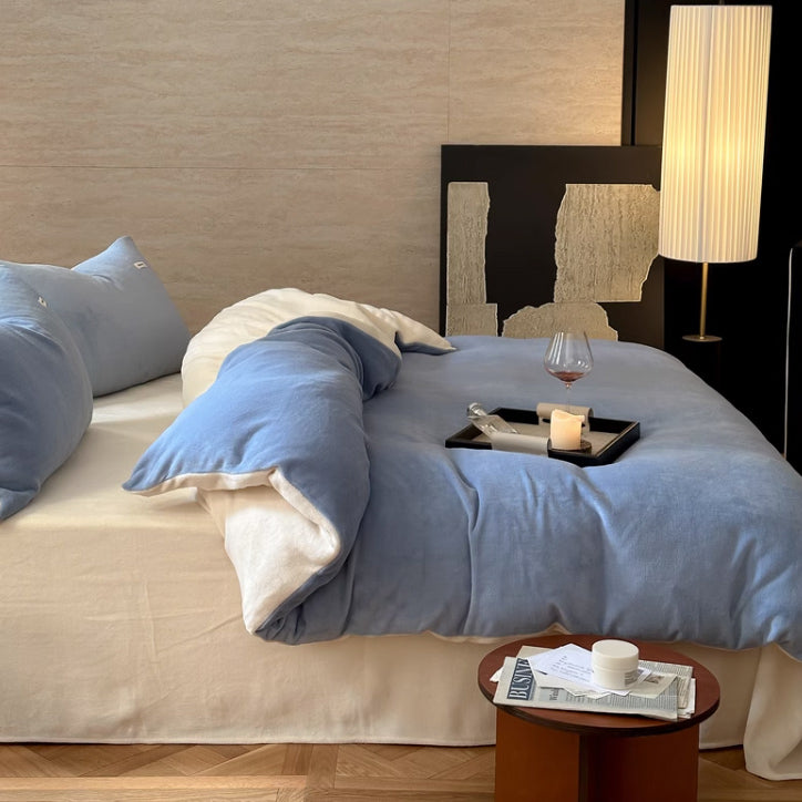 12color two tone velvet quilt cover & pillow sheets