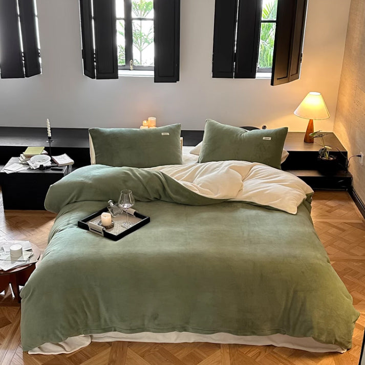 12color two tone velvet quilt cover & pillow sheets