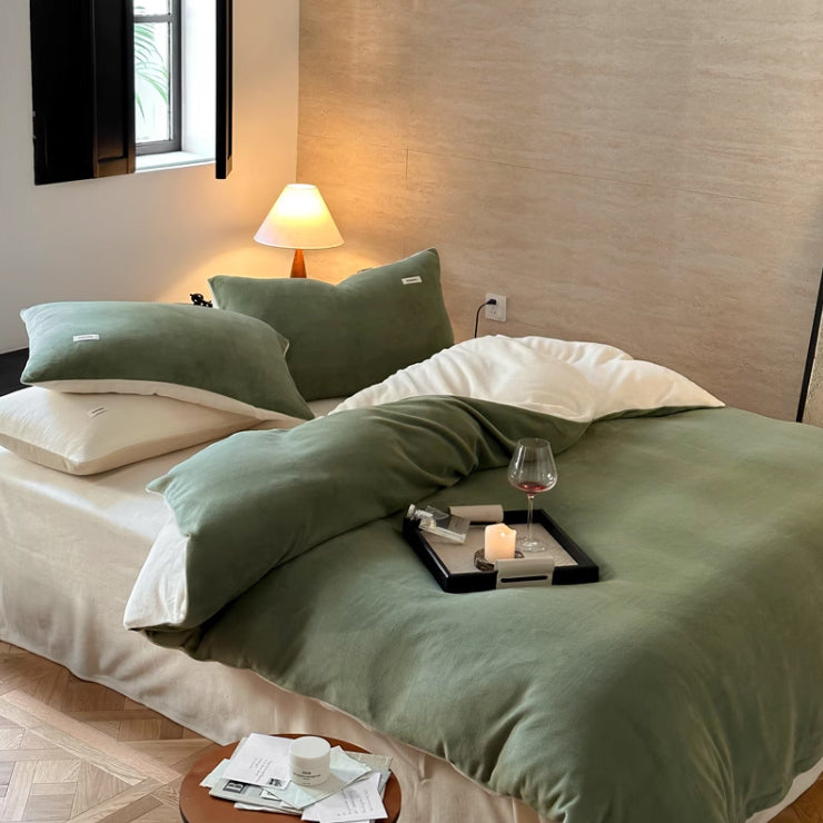 12color two tone velvet quilt cover & pillow sheets