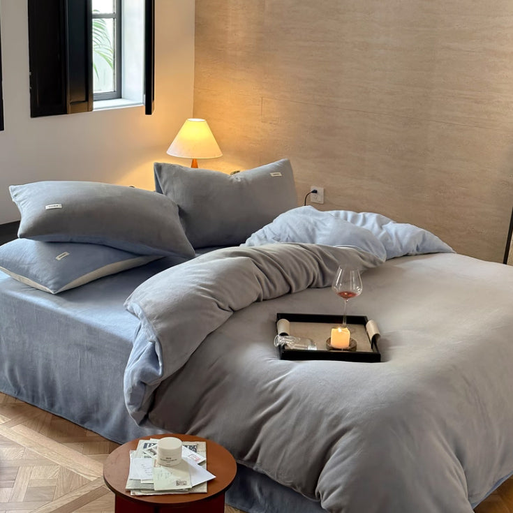 12color two tone velvet quilt cover & pillow sheets