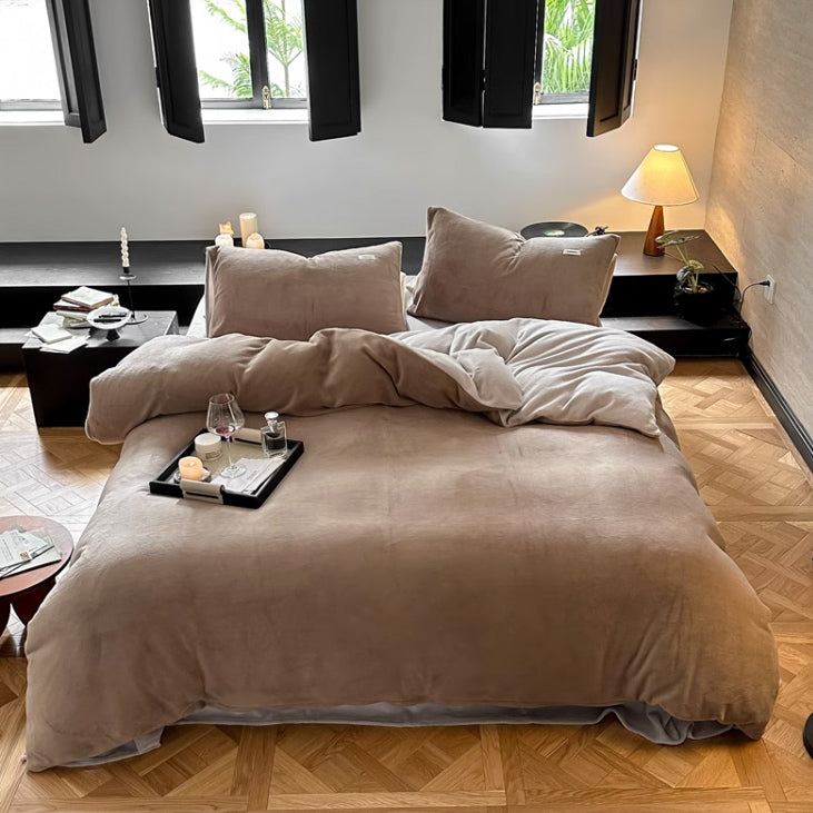12color two tone velvet quilt cover & pillow sheets