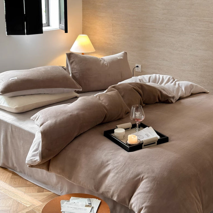12color two tone velvet quilt cover & pillow sheets