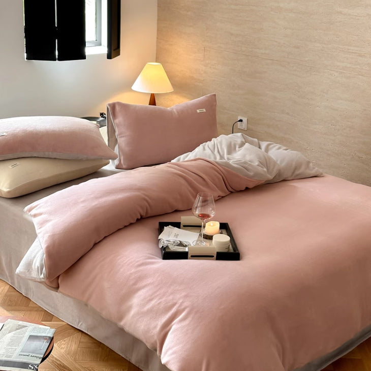 12color two tone velvet quilt cover & pillow sheets