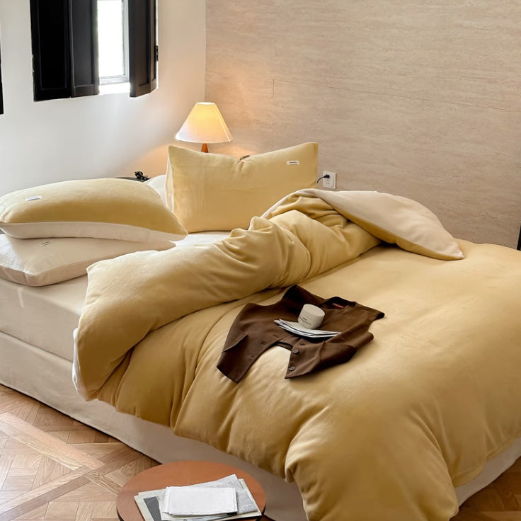 12color two tone velvet quilt cover & pillow sheets