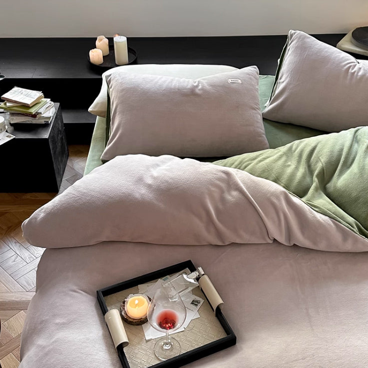 12color two tone velvet quilt cover & pillow sheets