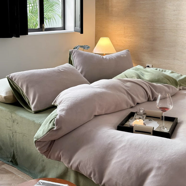 12color two tone velvet quilt cover & pillow sheets