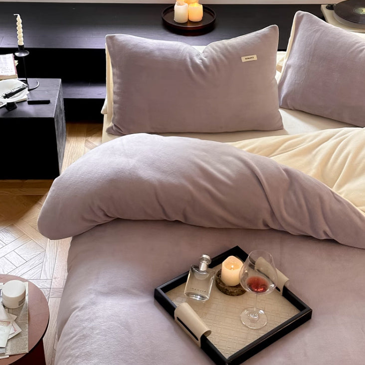 12color two tone velvet quilt cover & pillow sheets