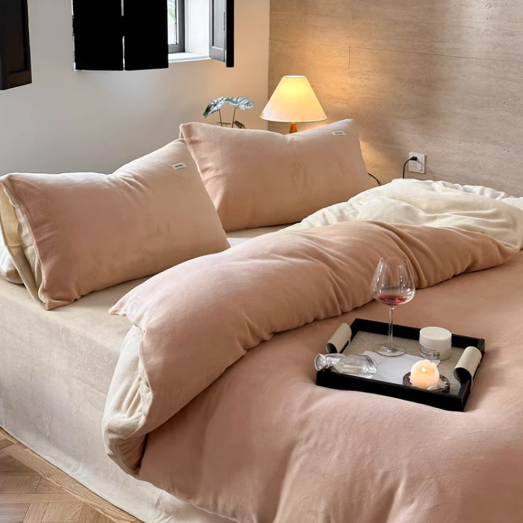 12color two tone velvet quilt cover & pillow sheets