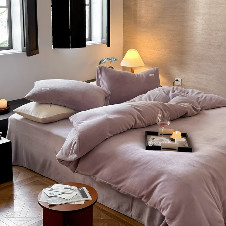 12color two tone velvet quilt cover & pillow sheets