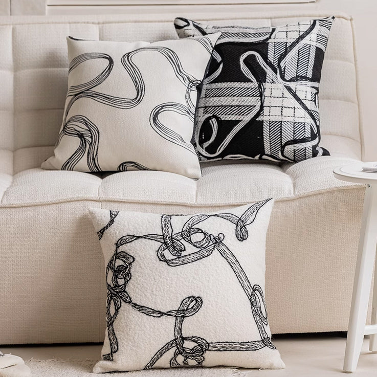 3design black yarn cushion
