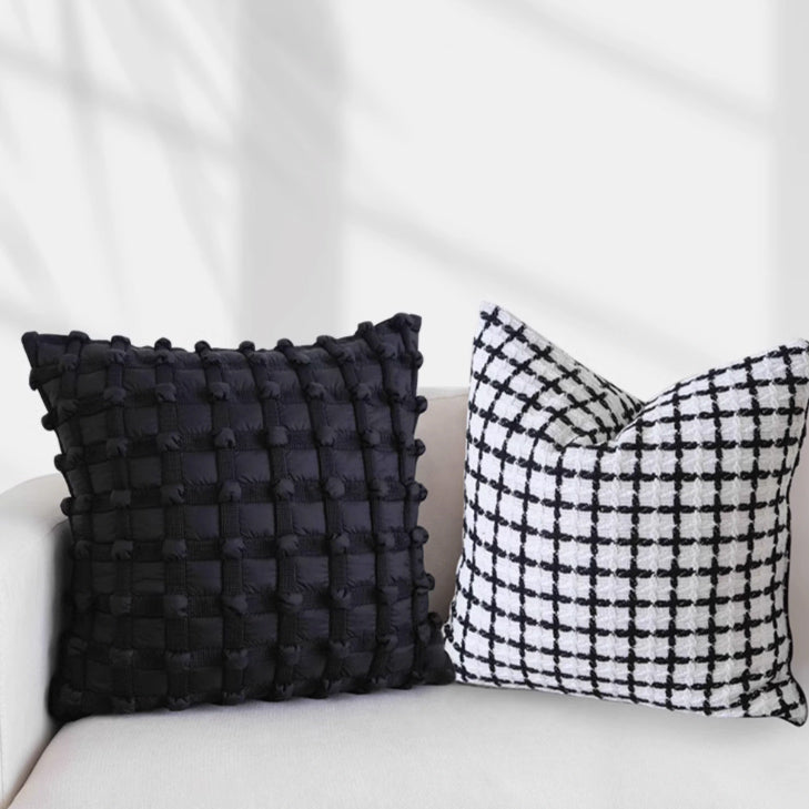 4design monotone check cushion