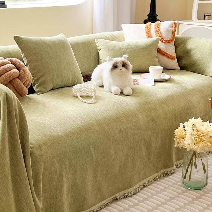 4color soft fringe sofa cover