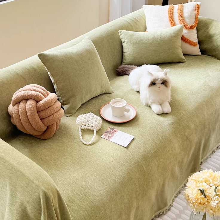 4color soft fringe sofa cover