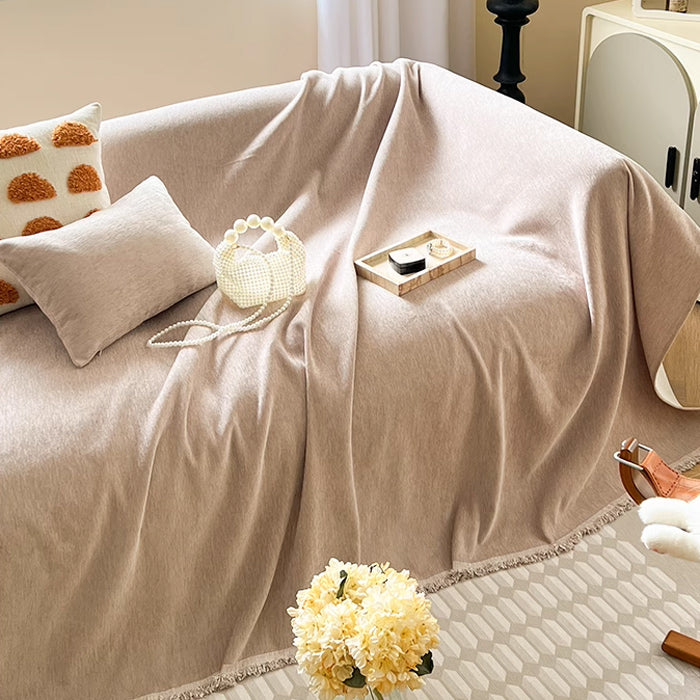 4color soft fringe sofa cover