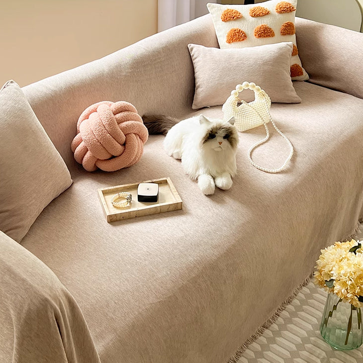4color soft fringe sofa cover