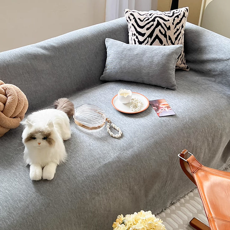 4color soft fringe sofa cover