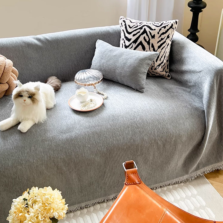 4color soft fringe sofa cover