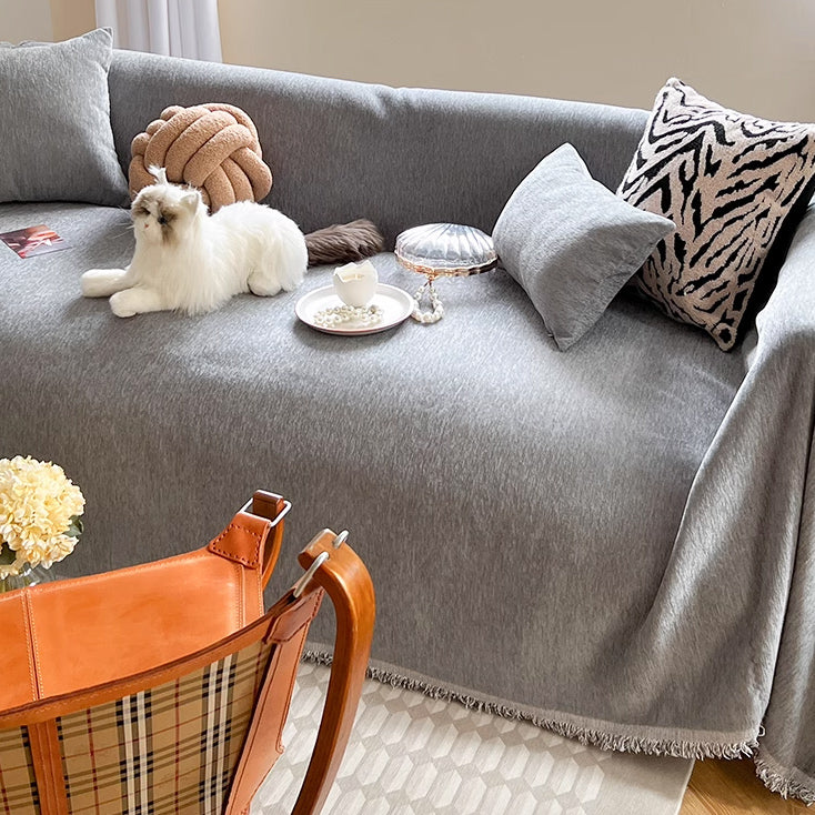 4color soft fringe sofa cover