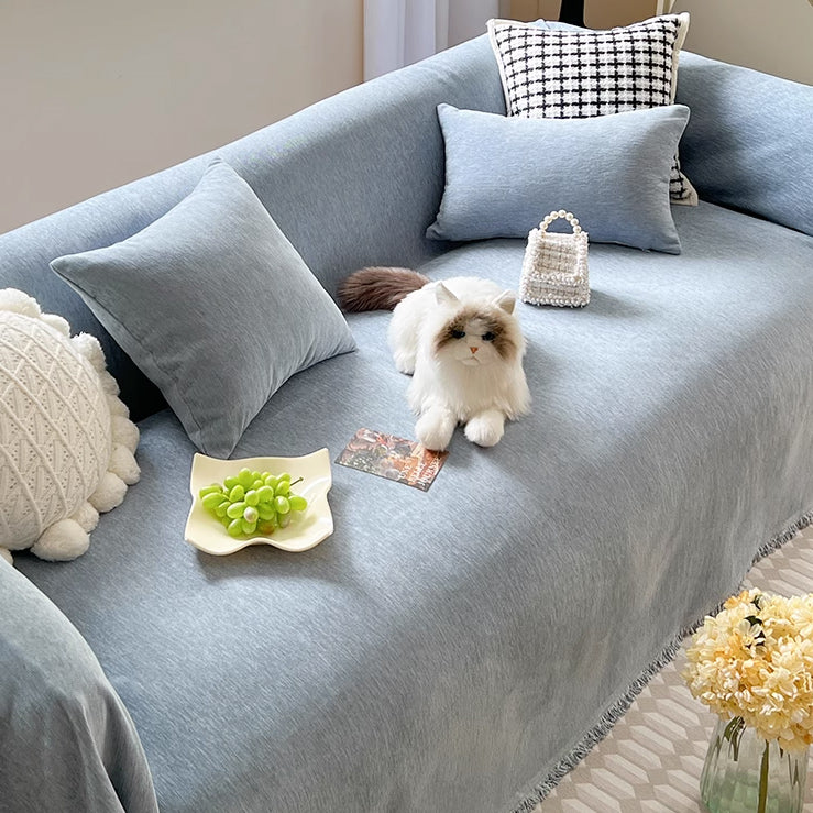 4color soft fringe sofa cover